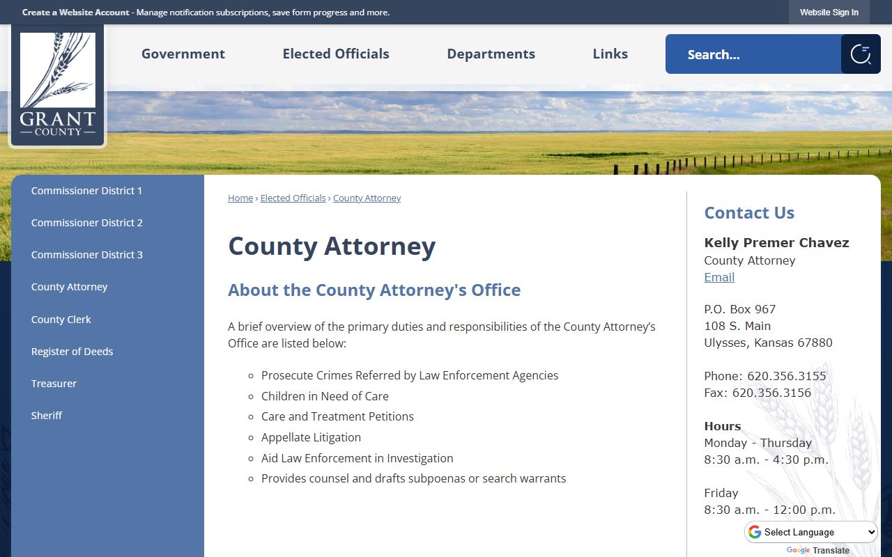 Grant County criminal court records County Attorney source