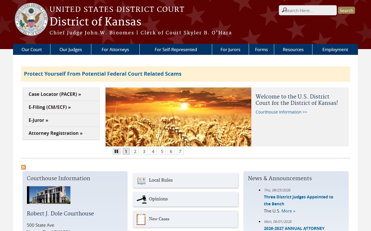 Grant County District Court state and federal court distinction in Kansas