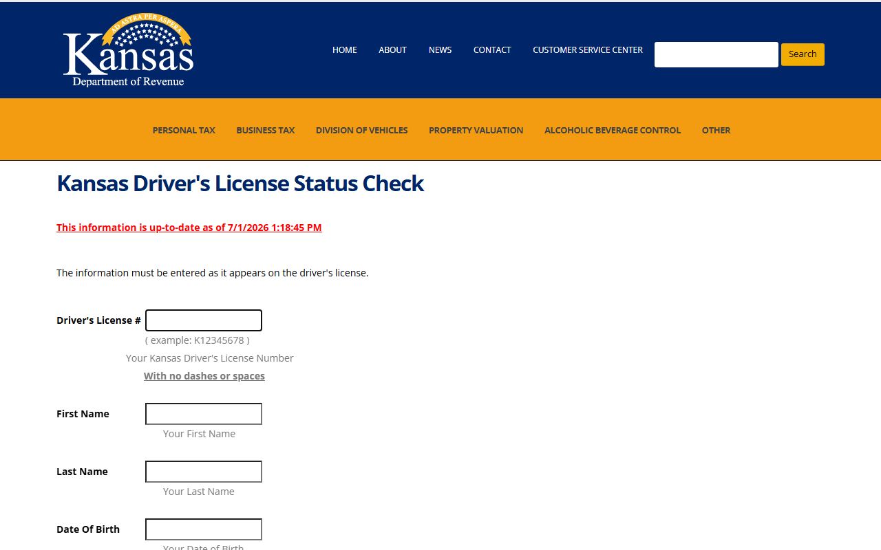 Grant County traffic court records Kansas driver license status check