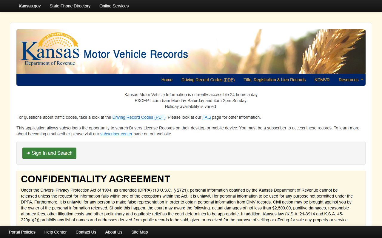Grant County traffic court records Kansas.gov motor vehicle record service